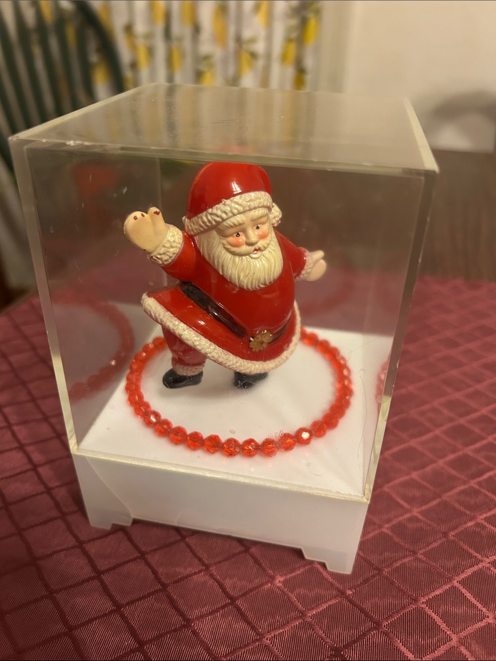 Vintage Red Santa Figurine Holiday Decor music box